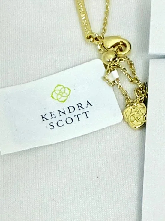 Kendra Scott Goldstone Football Pendant w/Adjustable Chain New in Box - Picture 6 of 13